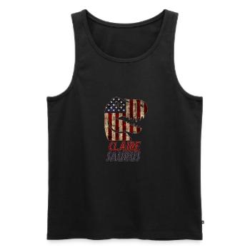Patriotique Claire Dinosaur Clairesaurus - Débardeur bio Premium Homme - noir - Devant - Michal (187cm)