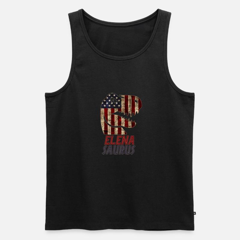 Patriotic Elena Dinosaur Elenasaurus - Männer Premium Bio Tank Top - Schwarz