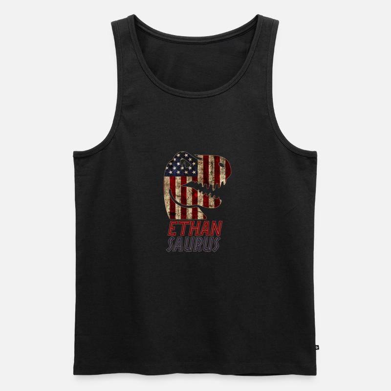 Patriotic Ethan Dinosaur Ethansaurus - Männer Premium Bio Tank Top - Schwarz