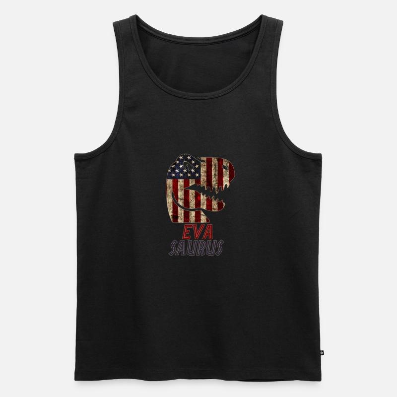 Patriotic Eva Dinosaur Evasaurus - Männer Premium Bio Tank Top - Schwarz