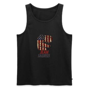 Patriotic Jean Dinosaur Jeansaurus - Männer Premium Bio Tank Top - Schwarz - Vorne - AI Model Male 178 light (178cm)