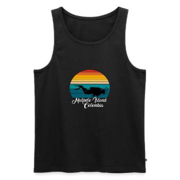 Malpelo Island Colombie Plongée - Débardeur bio Premium Homme - noir - Devant - AI Model Male 178 light (178cm)