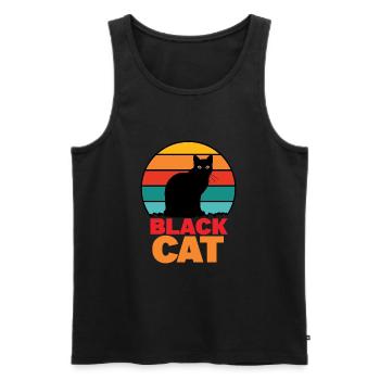 Chat noir -black cat - Débardeur bio Premium Homme - noir - Devant - AI Model Male 178 light (178cm)