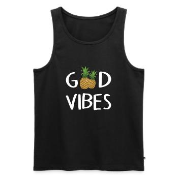 Bonnes vibrations - Débardeur bio Premium Homme - noir - Devant - Michal (187cm)