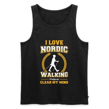 J’adore la marche nordique, cela m’aide à avoir l’ clair, à marcher - Débardeur bio Premium Homme - noir - Devant - Michal (187cm)