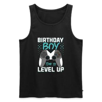 Birthday Boy Il est temps de monter de niveau En ce qui concerne l’anniversaire du jeu vidéo - Débardeur bio Premium Homme - noir - Devant - Michal (187cm)