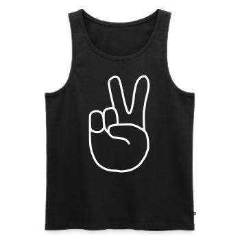 Emoji Peace Finger Sketch Blanc - Débardeur bio Premium Homme - noir - Devant - AI Model Male 178 light (178cm)