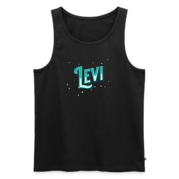 Levi Namen personalisiert - Männer Premium Bio Tank Top - Schwarz - Vorne - AI Model Male 178 light (178cm)