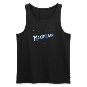 Maximilian Namen personalisiert - Männer Premium Bio Tank Top - Schwarz - Vorne - AI Model Male 178 light (178cm)