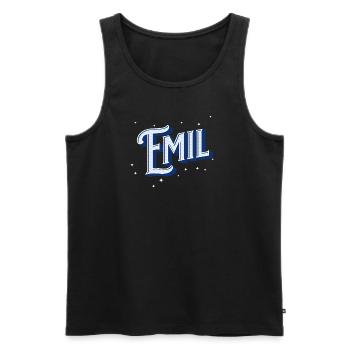 Nom Emil personnalisé - Débardeur bio Premium Homme - noir - Devant - Michal (187cm)