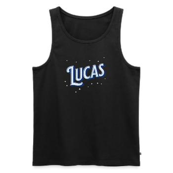Lucas Namen personalisiert - Männer Premium Bio Tank Top - Schwarz - Vorne - AI Model Male 178 light (178cm)