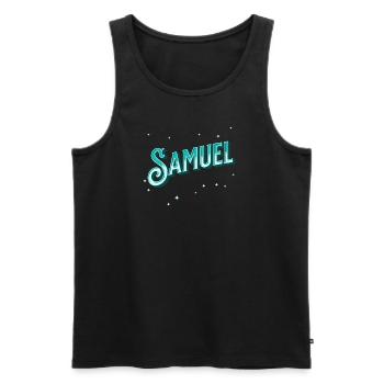 Samuel Namen personalisiert - Männer Premium Bio Tank Top - Schwarz - Vorne - AI Model Male 178 light (178cm)