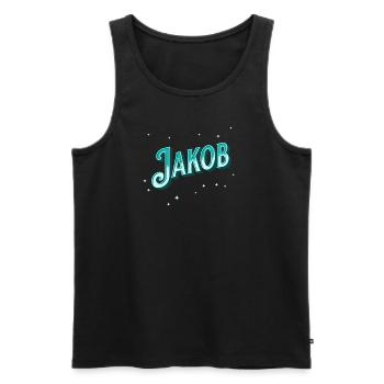 Nom Jakob personnalisé - Débardeur bio Premium Homme - noir - Devant - AI Model Male 178 light (178cm)