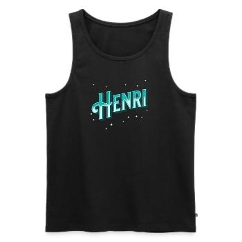 Henri names personalized - Men's Premium Organic Tank Top - black - Front - AI Model Male 178 light (178cm)