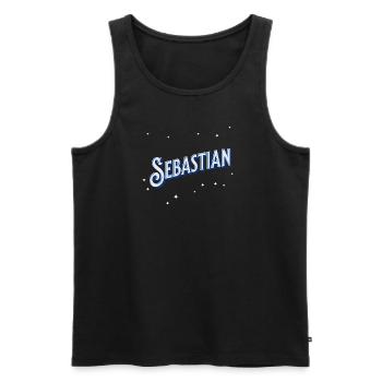 Nom sebastian personnalisé - Débardeur bio Premium Homme - noir - Devant - AI Model Male 178 light (178cm)