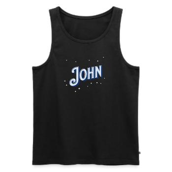 Nom John personnalisé - Débardeur bio Premium Homme - noir - Devant - AI Model Male 178 light (178cm)
