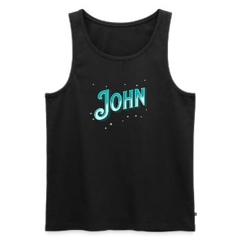 Nom John personnalisé - Débardeur bio Premium Homme - noir - Devant - AI Model Male 178 light (178cm)