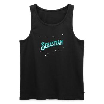 Sebastian Namen personalisiert - Männer Premium Bio Tank Top - Schwarz - Vorne - Michal (187cm)