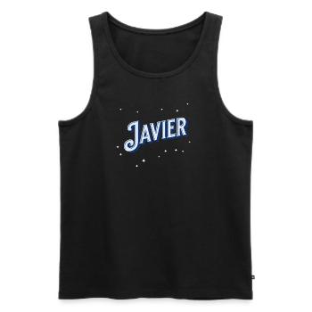 Javier nomme des noms personnalisés - Débardeur bio Premium Homme - noir - Devant - Michal (187cm)