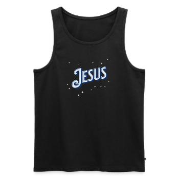 Le nom de Jésus personnalisé - Débardeur bio Premium Homme - noir - Devant - Michal (187cm)