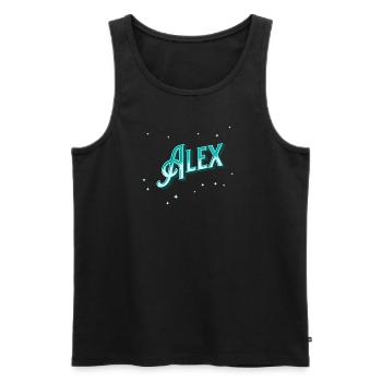 Nom d’Alex personnalisé - Débardeur bio Premium Homme - noir - Devant - AI Model Male 178 light (178cm)