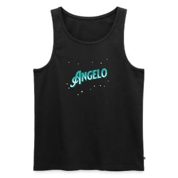 Angelo names personalized - Men's Premium Organic Tank Top - black - Front - AI Model Male 178 light (178cm)