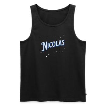 Nicolas Namen personalisiert - Männer Premium Bio Tank Top - Schwarz - Vorne - AI Model Male 178 light (178cm)