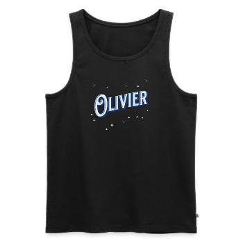 Nom Olivier personnalisé - Débardeur bio Premium Homme - noir - Devant - AI Model Male 178 light (178cm)