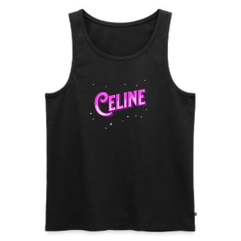 Céline nom personnalisé - Débardeur bio Premium Homme - noir - Devant - Michal (187cm)