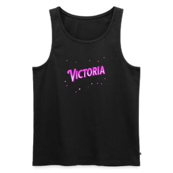Nom Victoria personnalisé - Débardeur bio Premium Homme - noir - Devant - Michal (187cm)