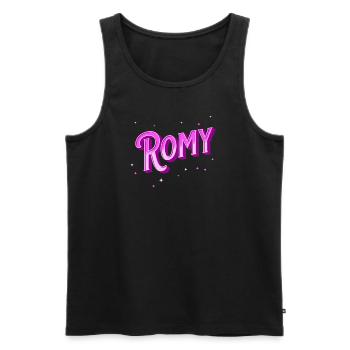 Romy Namen personalisiert - Männer Premium Bio Tank Top - Schwarz - Vorne - AI Model Male 178 light (178cm)