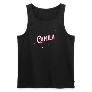 Prénom Camila personnalisé - Débardeur bio Premium Homme - noir - Devant - Michal (187cm)
