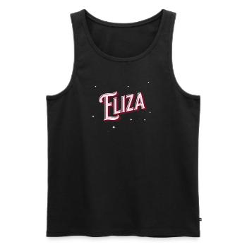 Prénom Eliza personnalisé - Débardeur bio Premium Homme - noir - Devant - Michal (187cm)
