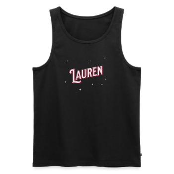 Prénom Lauren personnalisé - Débardeur bio Premium Homme - noir - Devant - Michal (187cm)