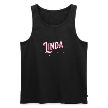 Linda Namen personalisiert - Männer Premium Bio Tank Top - Schwarz - Vorne - AI Model Male 178 light (178cm)