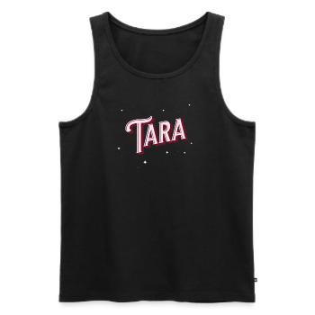 Nom Tara personnalisé - Débardeur bio Premium Homme - noir - Devant - Michal (187cm)