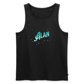 Alan Namen personalisiert - Männer Premium Bio Tank Top - Schwarz - Vorne - AI Model Male 178 light (178cm)