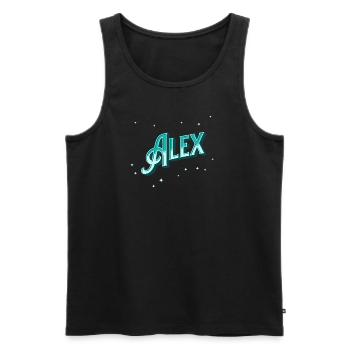 Le prénom d’Alex personnalisé - Débardeur bio Premium Homme - noir - Devant - AI Model Male 178 light (178cm)