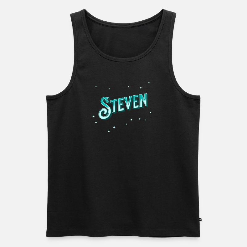 Steven Namen personalisiert - Männer Premium Bio Tank Top - Schwarz