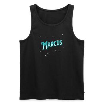 Marcus Namen personalisiert - Männer Premium Bio Tank Top - Schwarz - Vorne - AI Model Male 178 light (178cm)