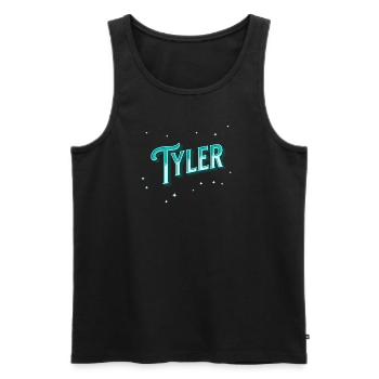 Nom Tyler personnalisé - Débardeur bio Premium Homme - noir - Devant - AI Model Male 178 light (178cm)