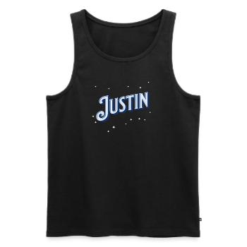 Justin Namen personalisiert - Männer Premium Bio Tank Top - Schwarz - Vorne - AI Model Male 178 light (178cm)