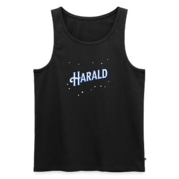Nom Harald personnalisé - Débardeur bio Premium Homme - noir - Devant - AI Model Male 178 light (178cm)