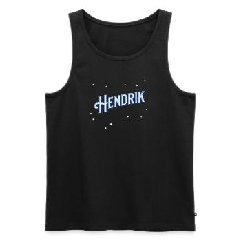 Hendrik nom personnalisé - Débardeur bio Premium Homme - noir - Devant - Michal (187cm)