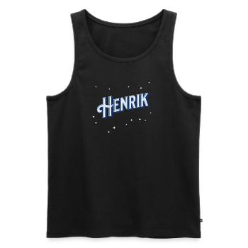 Henrik's name personalized - Men's Premium Organic Tank Top - black - Front - AI Model Male 178 light (178cm)
