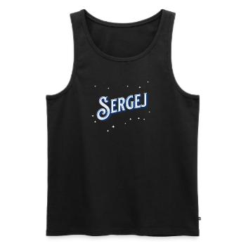 Le nom de Sergueï personnalisé - Débardeur bio Premium Homme - noir - Devant - AI Model Male 178 light (178cm)