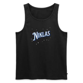 Le nom de Niklas personnalisé - Débardeur bio Premium Homme - noir - Devant - AI Model Male 178 light (178cm)