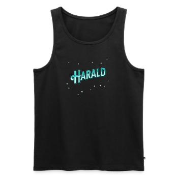 Nom Harald personnalisé - Débardeur bio Premium Homme - noir - Devant - AI Model Male 178 light (178cm)