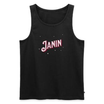 Nom Janin personnalisé - Débardeur bio Premium Homme - noir - Devant - Michal (187cm)