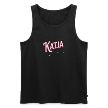 Katja Namen personalisiert - Männer Premium Bio Tank Top - Schwarz - Vorne - AI Model Male 178 light (178cm)